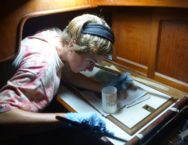 Laura working on fridge