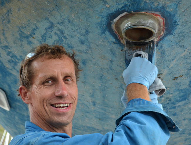 Thorsten working on rudder