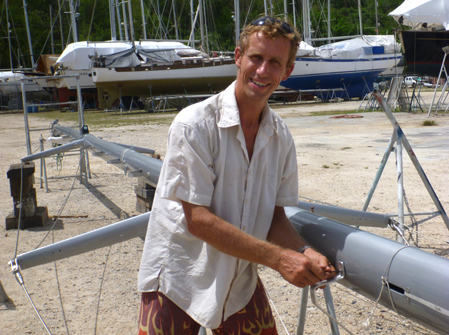 Thorsten working on mast steps