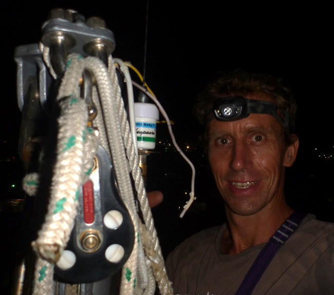 Thorsten working at top of mast